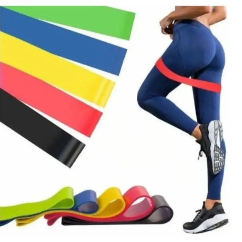 Kit 5 Faixas elásticas Crossfit para Treinamento Fitness – 5 Intensidades, Latex Elástico, Exercícios de Força e Reabilitação