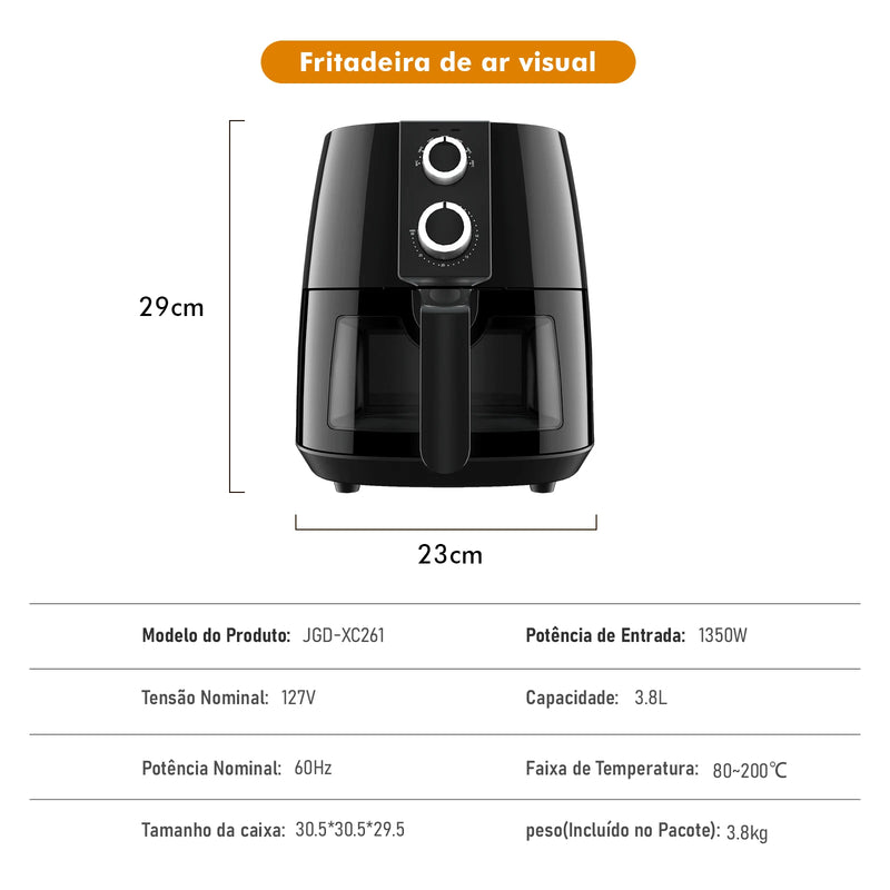 Fritadeira Air Fryer 3.8L – Crocância e Sabor Sem Óleo!