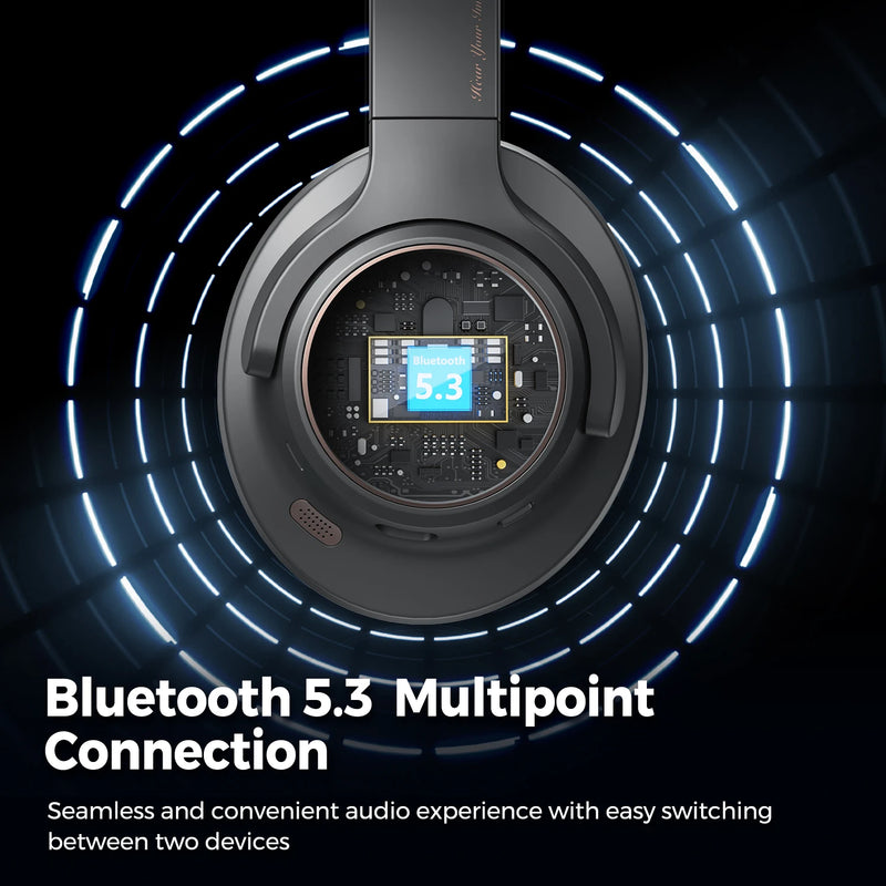 Fone de Ouvido SoundPEATS Space Bluetooth 5.3 com Cancelamento de Ruído Ativo, Microfone e Bateria de 123 Horas