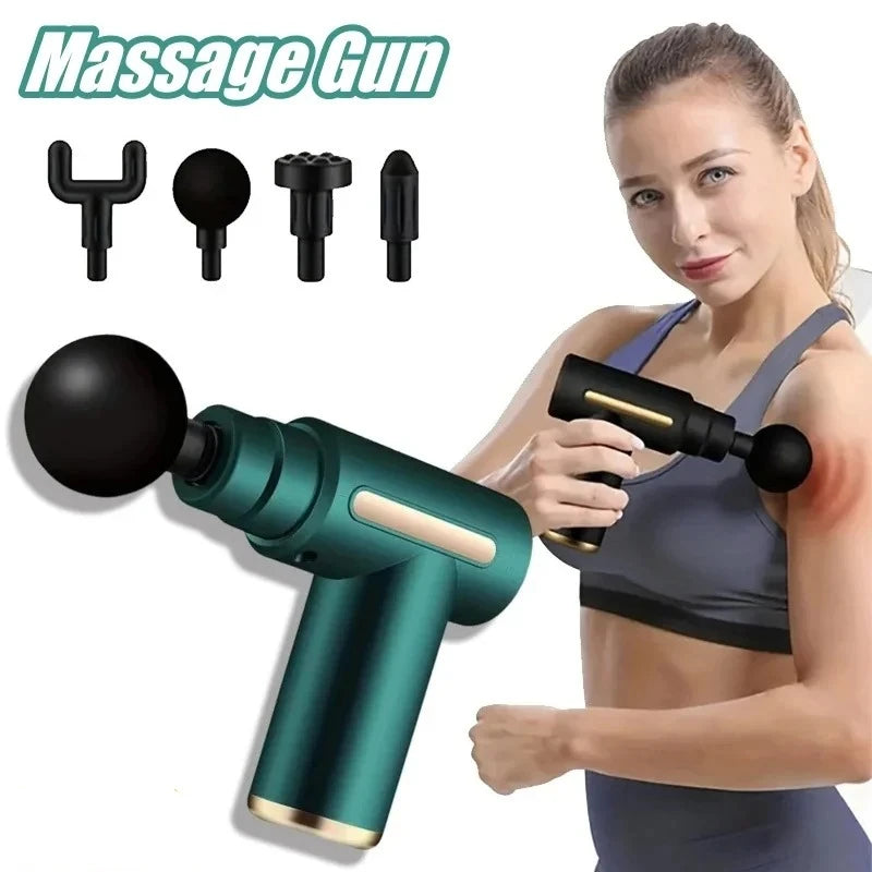 Pistola Massageadora Muscular Profissional – 30 Velocidades, 6 Cabeças de Massagem e Tela LED